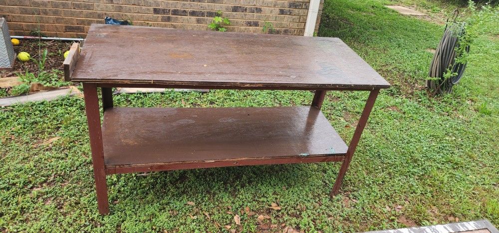 Metal Frame Table With Wood Tops