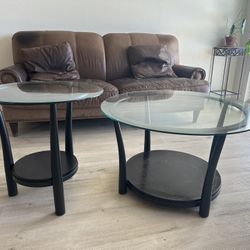 Glass Coffee Table And Matching Side Table