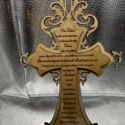 The Lords Prayer Wooden Painted Plaque 12 1/2 X 5 1/2” Christian Religious Decor