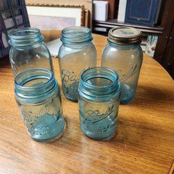 Ball Aqua Vintage Regular Mouth Quart Mason Jars