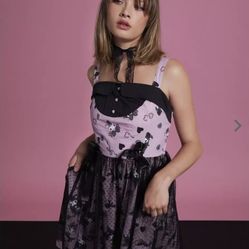 New My Melody & Kuromi Lolita Mesh Lace-Up Dress sizs M hot Topic