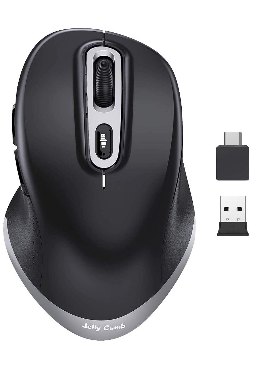 🖱️Type C Wireless Mouse, Jelly Comb Ergonomic Dual Mode 2.4GHz Wireless Mouse with USB and Type C Receiver for PC, Laptop, Computer, MacBook and All