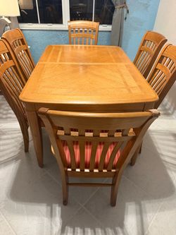 Wood Dining Table with 6 Chairs OBO