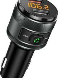 Bluetooth 5.0 FM Transmitter for Car, 3.0 Wireless Bluetooth FM Radio Adapter Music Player FM Transmitter/Car Kit with Hands-Free Calling and 2 USB Po