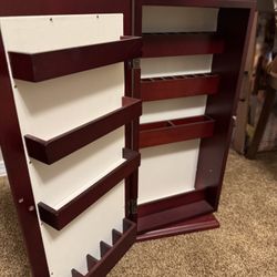 Wood Spinning Mirrored Storage Tower