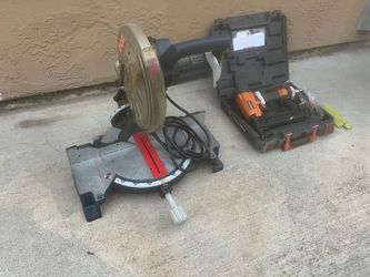 Miter saw and nail and stapler gun
