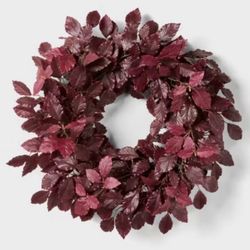 Artificial Leaf Wreath Arrangement Burgundy - Threshold™ designed with Studio Mc