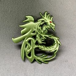 green dragon brooch pendant 2.25”x 2.” Made Of Rhinestones And Alloy 