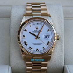 ROLEX 118238 DAY DATE WATCH 36MM PRESIDENT 18K YELLOW GOLD - T1786