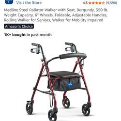 Steel Rollator Walker With Seat And Storage Underneath