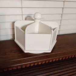 White Wooden Hexagon Spinning Organizer Pottery Barn