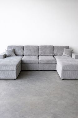 Gray U Shape Sofa Sectional Couch $10 Down