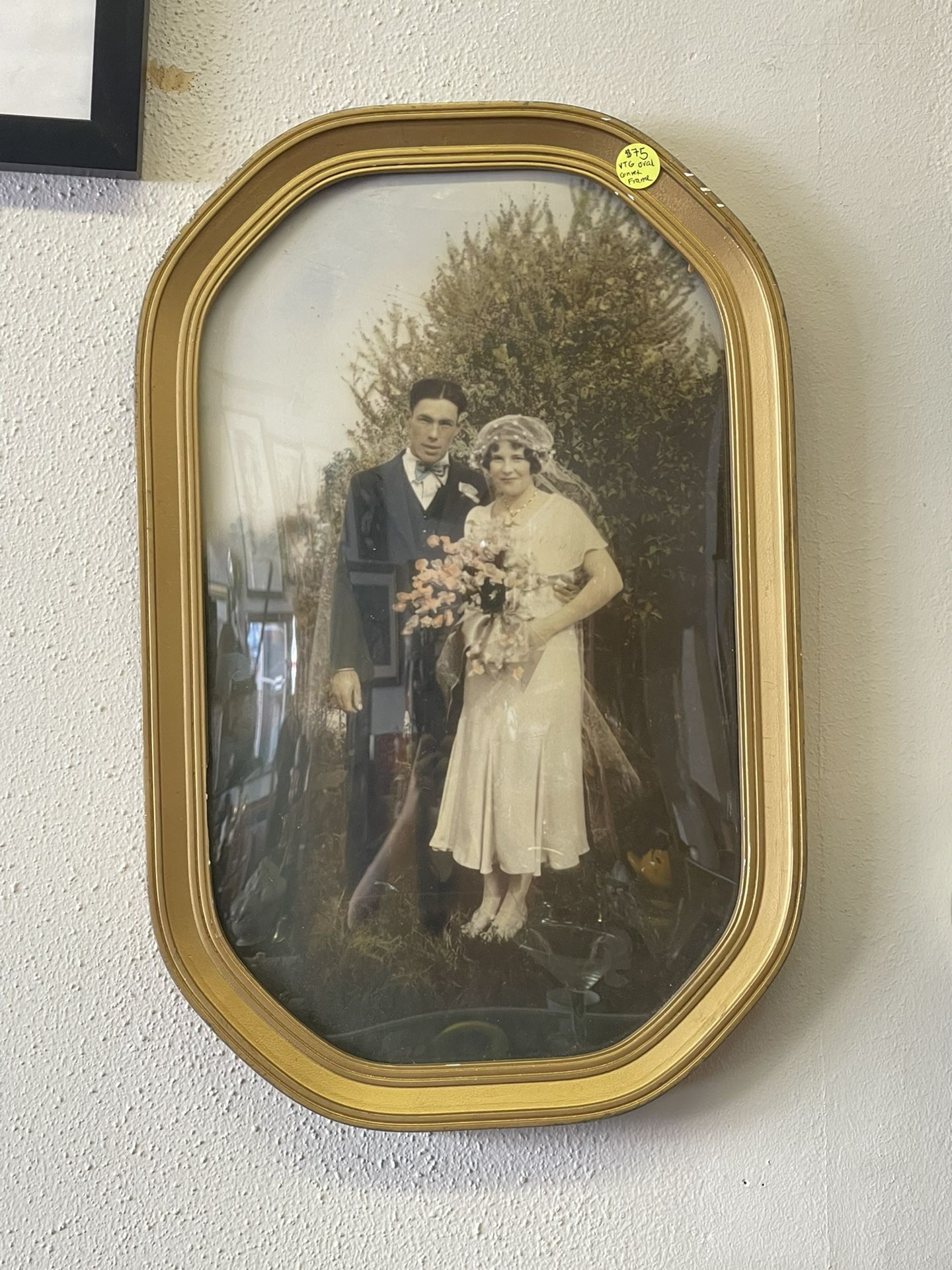 Vintage Oval Picture Frame Convex Glass Period Frame 1920s - 1930s