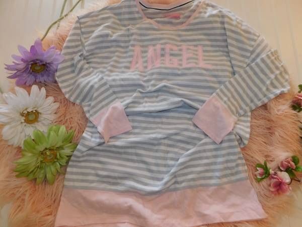 Victoria's Secret Size Small Gray & White Striped "ANGEL" Nightgown