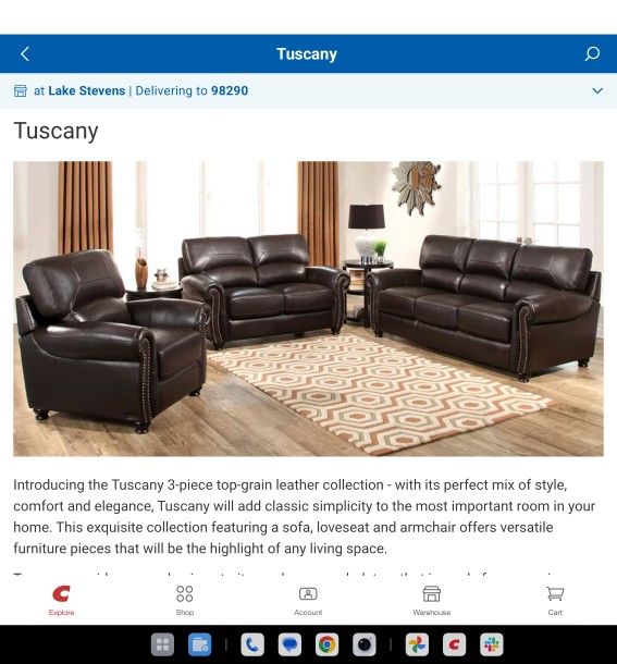Abbyson living Collection Tuscany Leather Couch