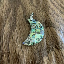 Hanging Crescent Moon formed from Abalone Shell - Pendant 