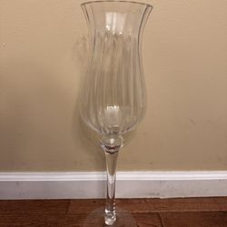 Tall Clear Glass Pedestal Hurricane Vase – Modern Floor Vase