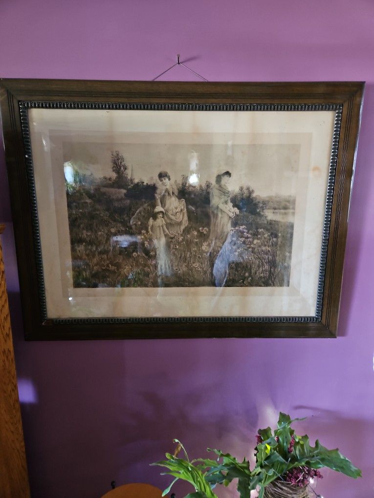Very Large Old Print With Old Frame