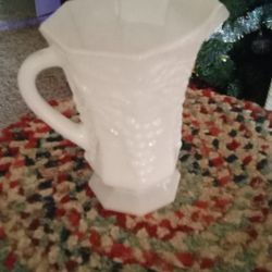 Vintage White Glass Pitcher  Grapes  . Read Post !