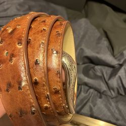 Ostrich Belt. Size 38  Cognac 
