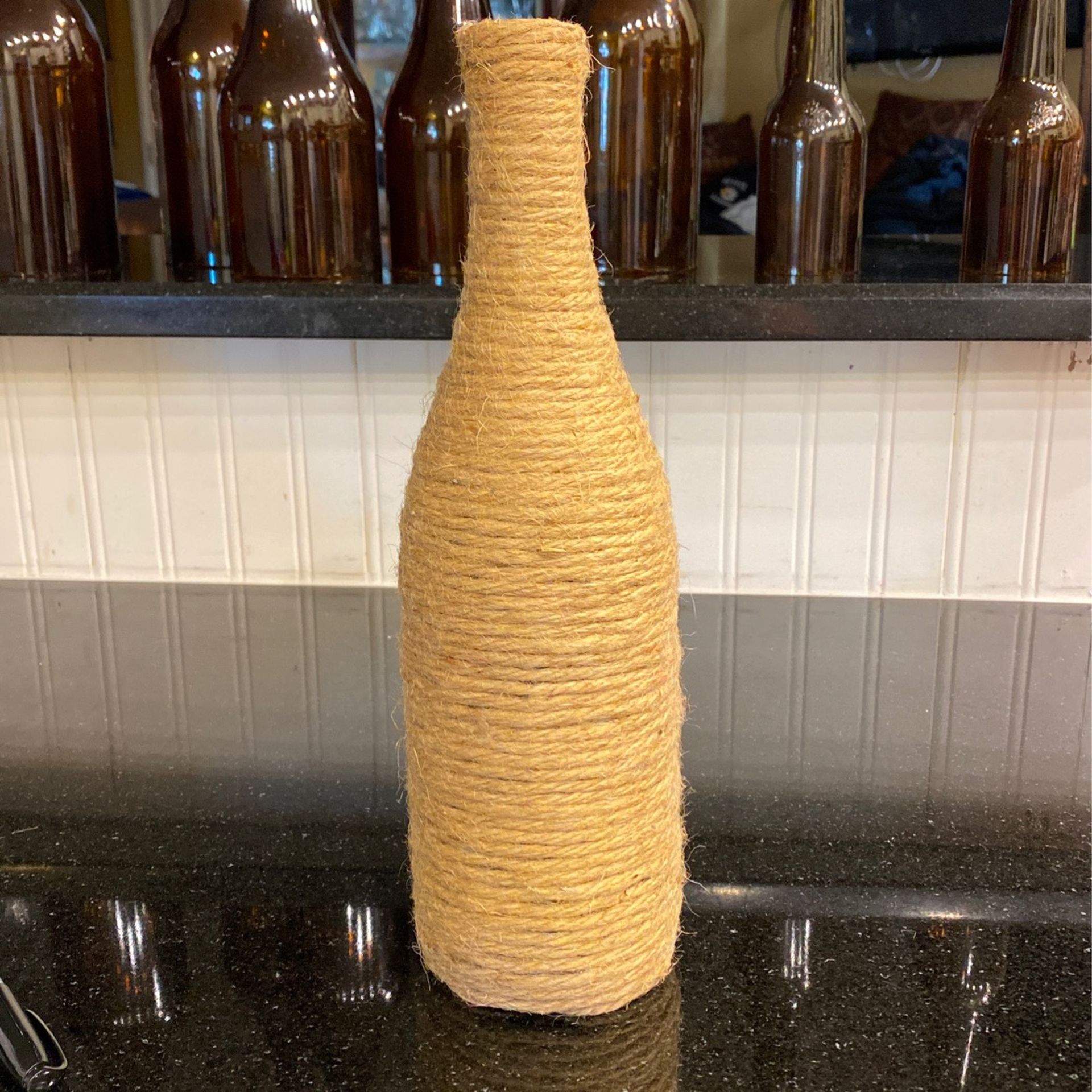 5 Jute String Wrapped Wine Bottles Wedding Decor