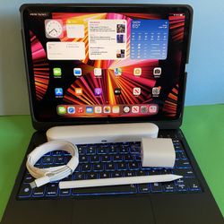256GB Apple IPad Pro 11” 3rd Generation (2021 model / M1 chip ) WiFi + cellular (5G / AT&T, T-Mobile, Verizon etc) with pen, keyboard & Accessories