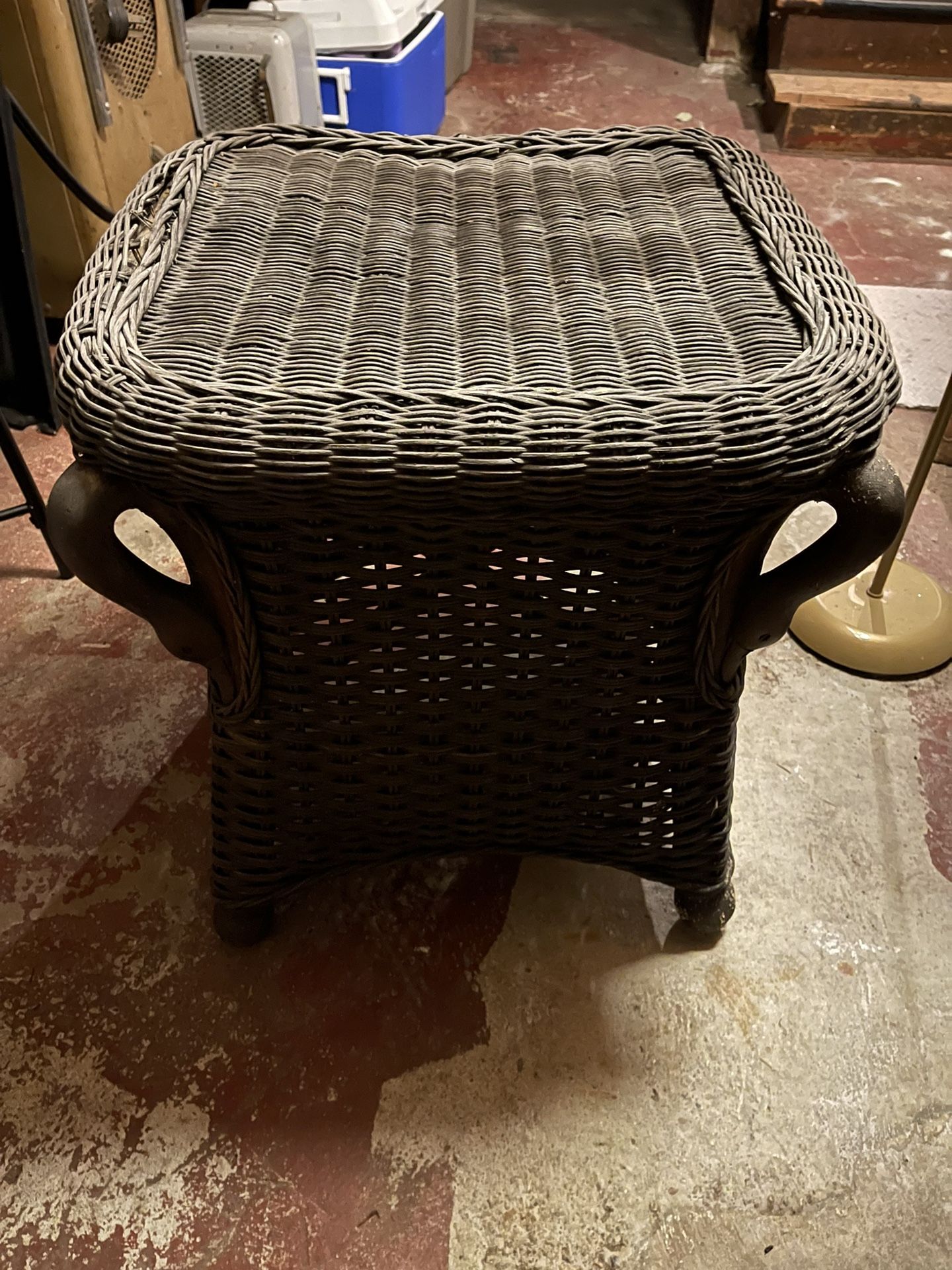 Olive Green Wicker Side Table