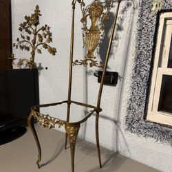 Victorian Hollywood Regency Brass Chair French Style Ornate Chair 