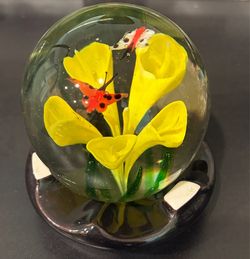 Glass Ball with Flowers and Butterflies