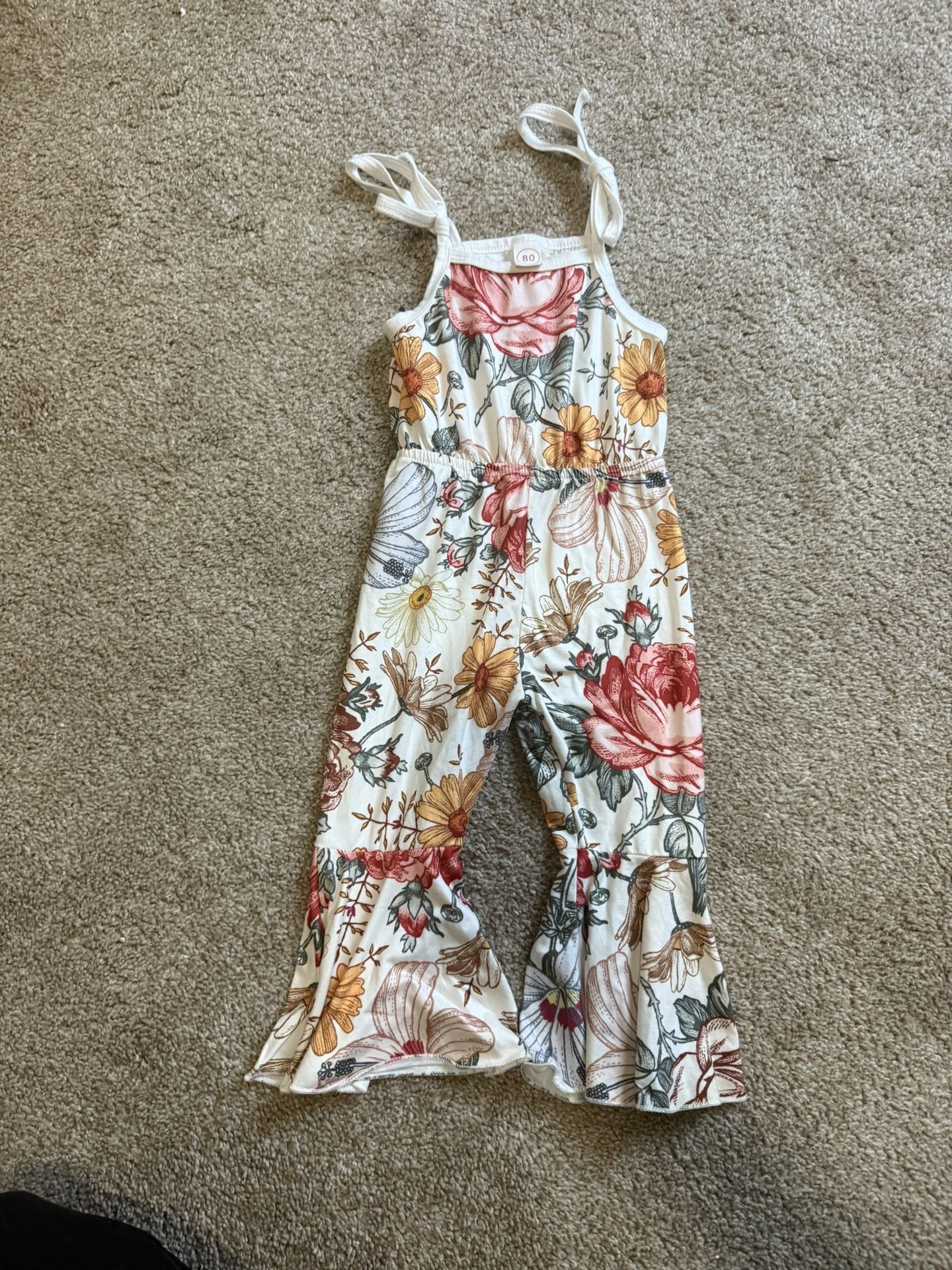 Floral Jumpsuit with Tie Straps