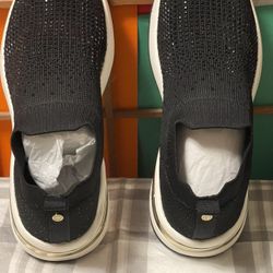 Anne Klein Black Knit Slip-on Sneakers 