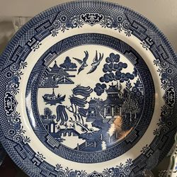 Antique Blue Willow Set Plates Bowls 