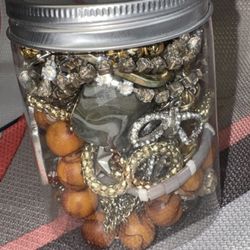 Half Lb Of Orange And Beige Silver Jewelry Items High End Items 