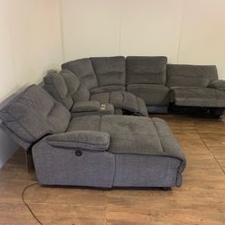 Gray Power Recliner Sectional Couch Sofa *Free Delivery**