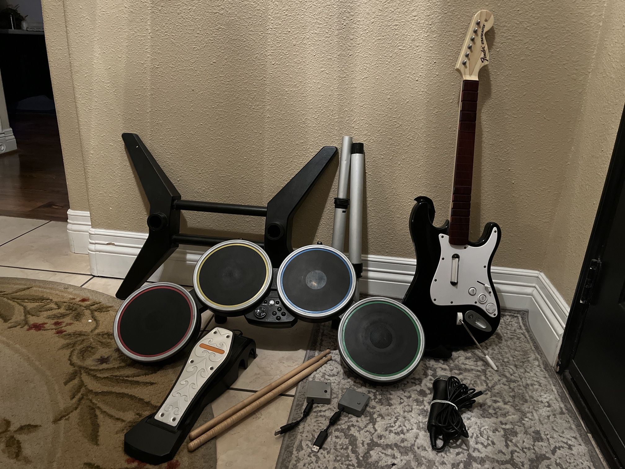 PENDING - Playstation 3 PS3 PS4 PS2 Rock Band Bundle Guitar Hero Drums Guitar W/ Dongles