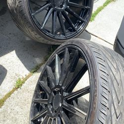 22” BLACK JAGUAR RF RIMS + TIRES