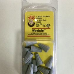 Buchanan 73205 WireTwist Wire Connectors  4 #22 - 2 #16 AWG Gray (Box of 12)