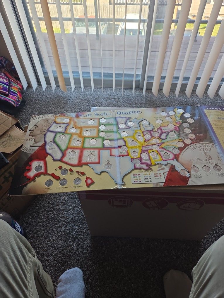 State Series Quarters Collecgor Map With 56 Quarters.