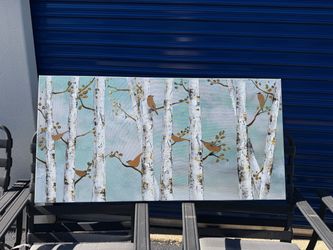 Birch Trees & Birds Painting