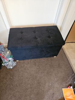 Black Tufted Storage Ottoman Bench