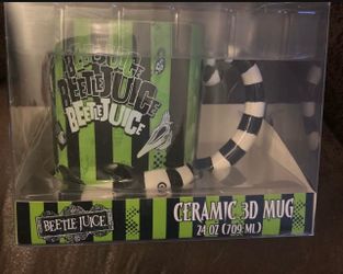 Beetlejuice Striped 24oz Ceramic Mug New