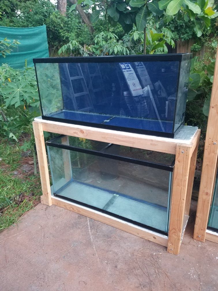 2-55gal and wood stand $200