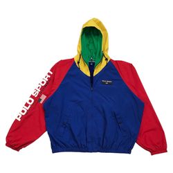 Polo Sport Ralph Lauren Windbreaker Jacket Medium M Mens Hoodie Color Block Zip