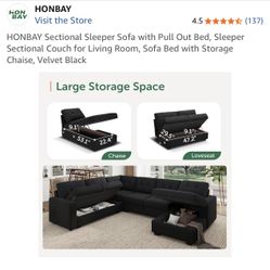 Brand New Black Velvet Couch 