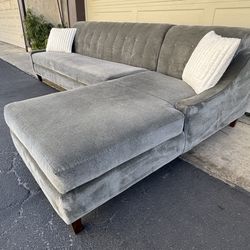 Gray Mid-Century Modern Sectional Couch Sofa