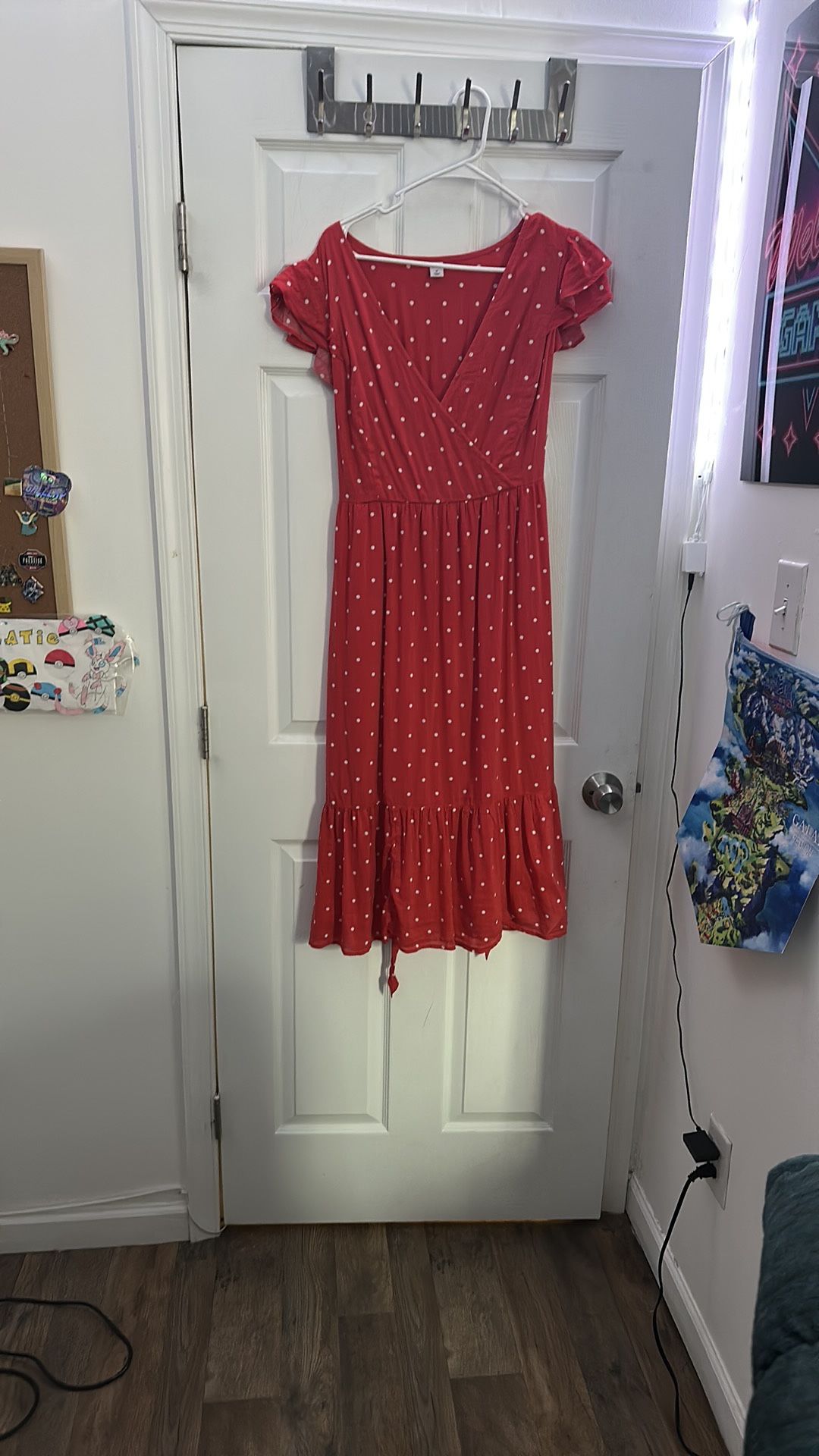 Old Navy Red Polka Dot Midi Dress – NWT Romantic Puff Sleeve Wrap Style