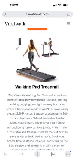 Vitalwalk - remote control walking pad treadmill