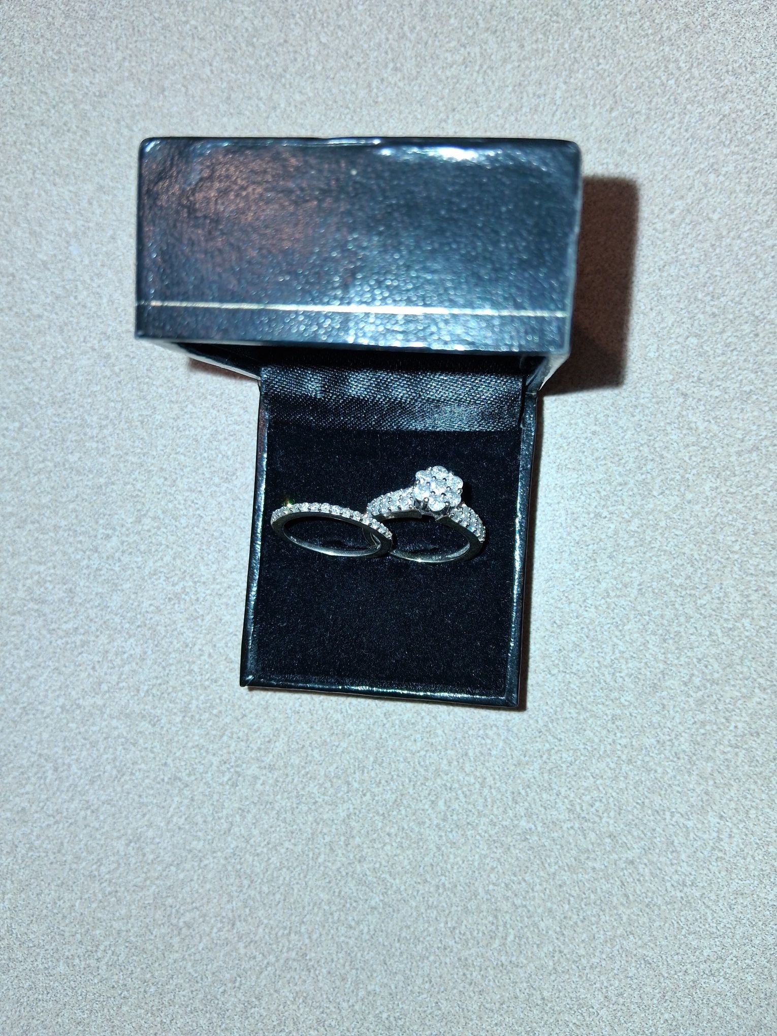 14KT White Gold Diamond Engagement Ring And Wedding Band