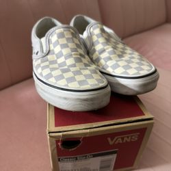 vans checkerboard slip on gray dawn women's 8.5