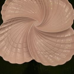 Vintage Pink Shell Ceramic Platter Shafford Original 